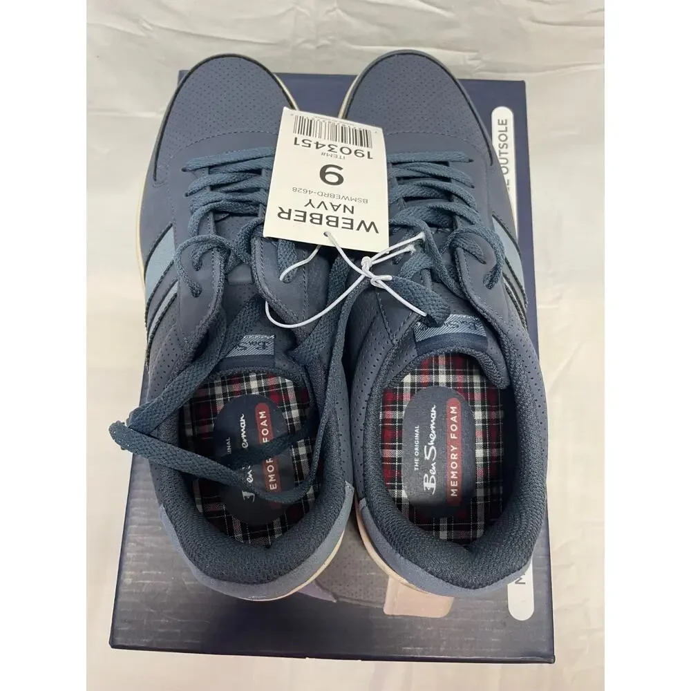 Ben Sherman Men's Webber Navy Sneakers Size 9 Memory Foam New In Box